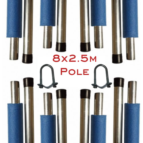 2.5m Trampoline Enclosure Pole (28mm wide, Set of 8)